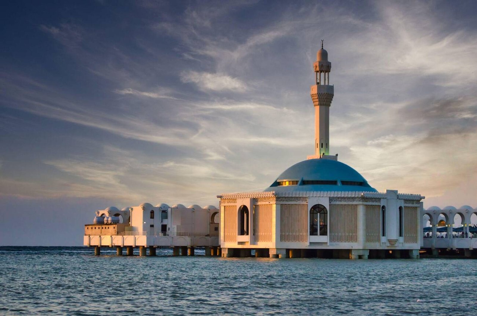 Floating Mosque at sunset, Jeddah, Saudi Arabia.