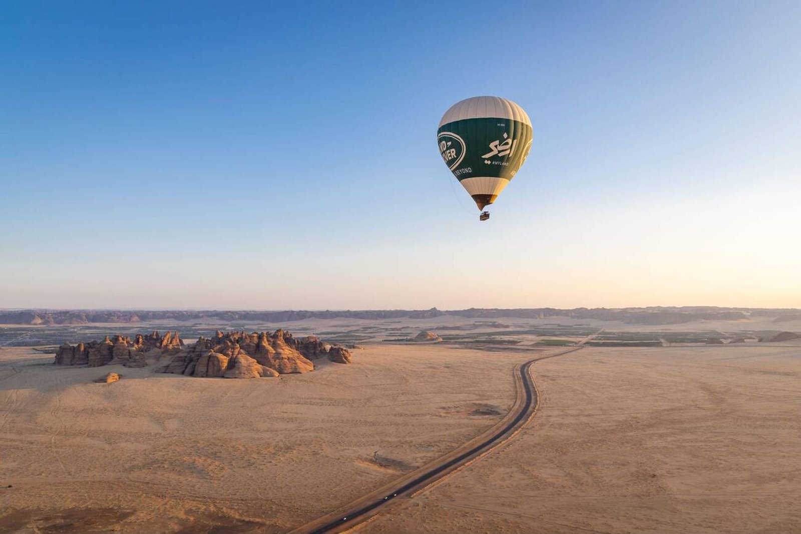 Hot air balloons during Winter at Tantora Festival, AlUla, Saudi Arabia.