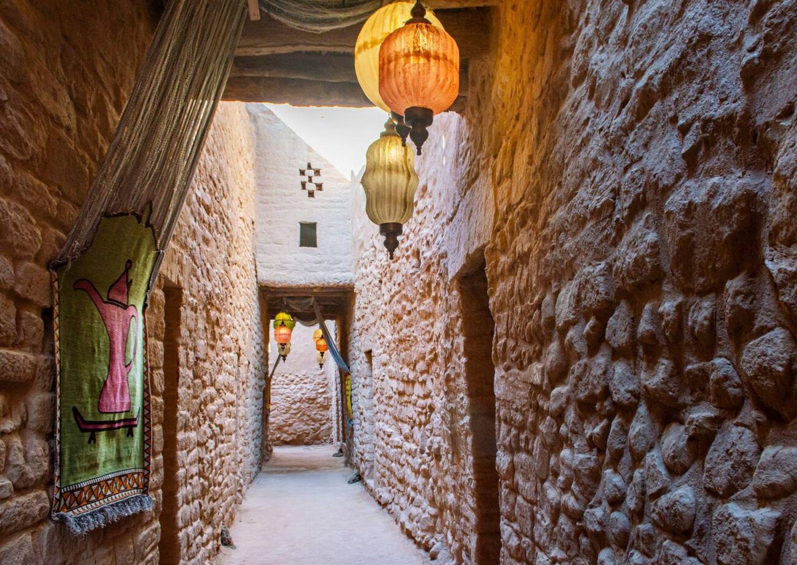 Narrow alleyways of AlUla Old Town, Saudi Arabia